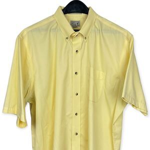 LL Bean Men's XL Wrinkle Free Oxford Button Down Short Sleeve Shirt Solid Yellow